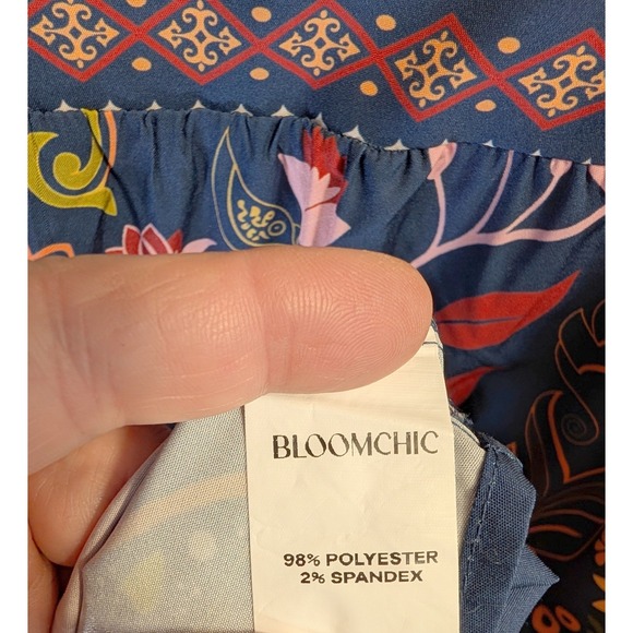 BLOOMCHIC  Sz 12 Navy Floral Print V Neck Long Sleeve Midi Dress Womens - Picture 4 of 4